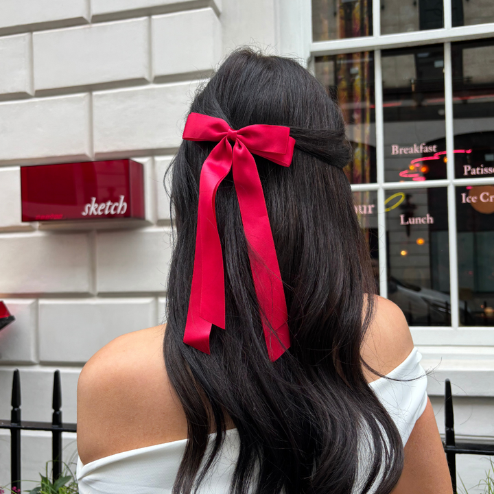 Ribbon Bow Clip - Cherry Red