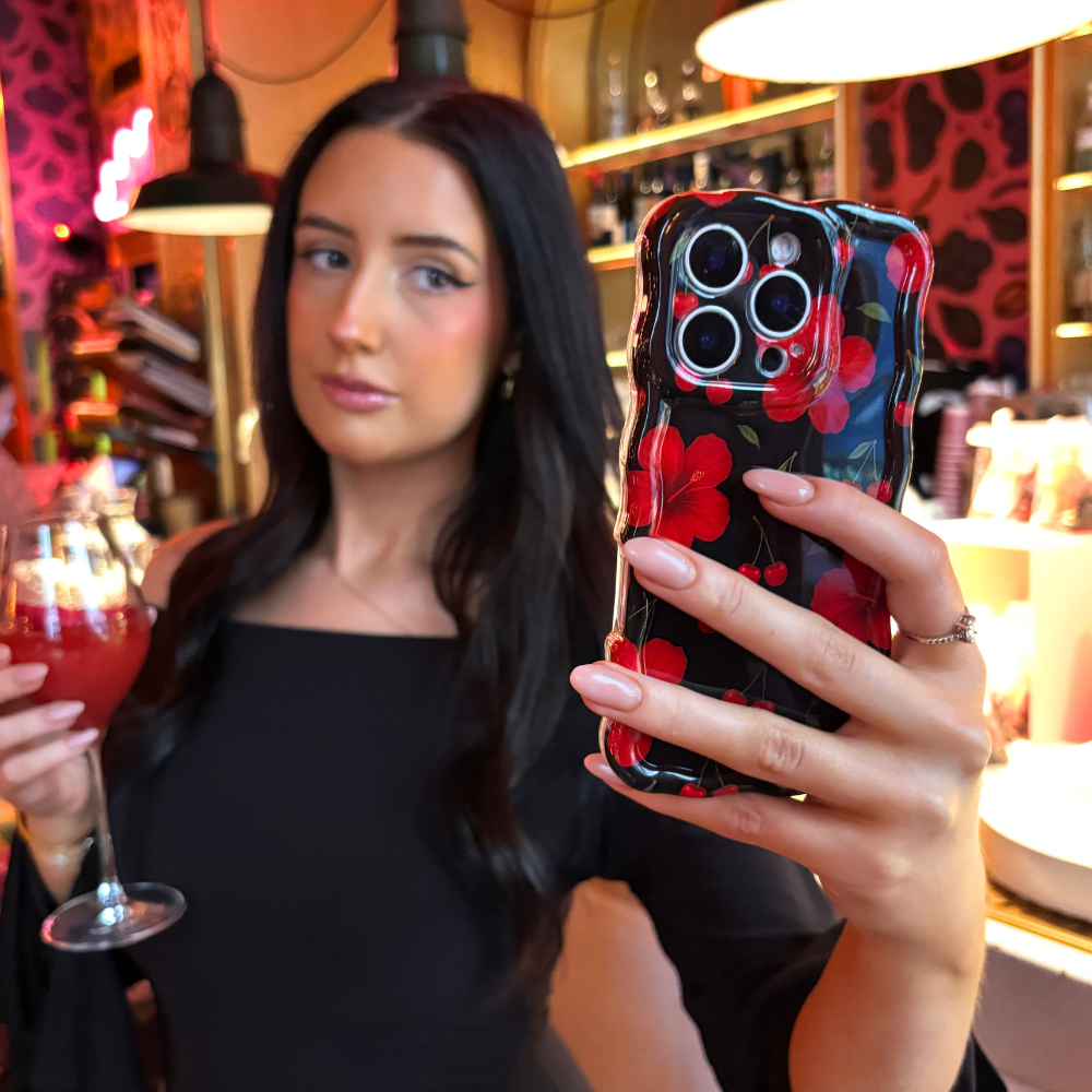 Wavy Phone Case - Cherry Hibiscus