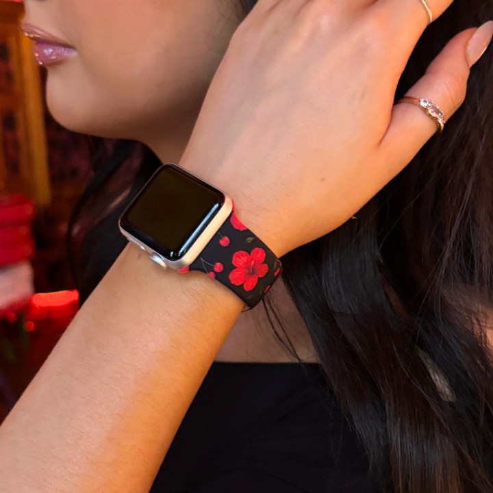 Cherry Hibiscus Apple Watch Strap