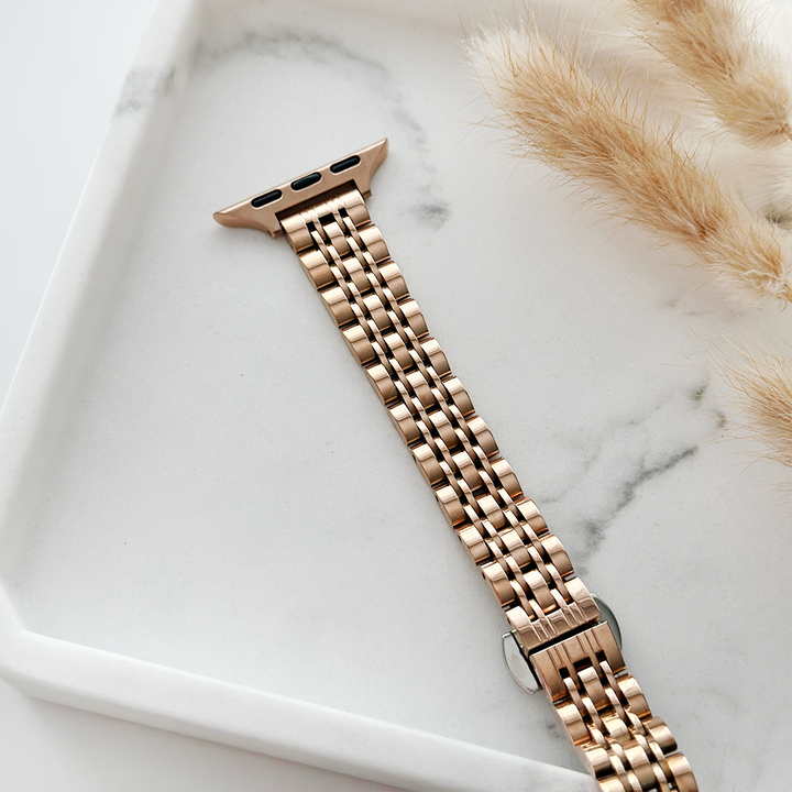 Slim Stainless Steel Apple Watch Strap - Rose Gold