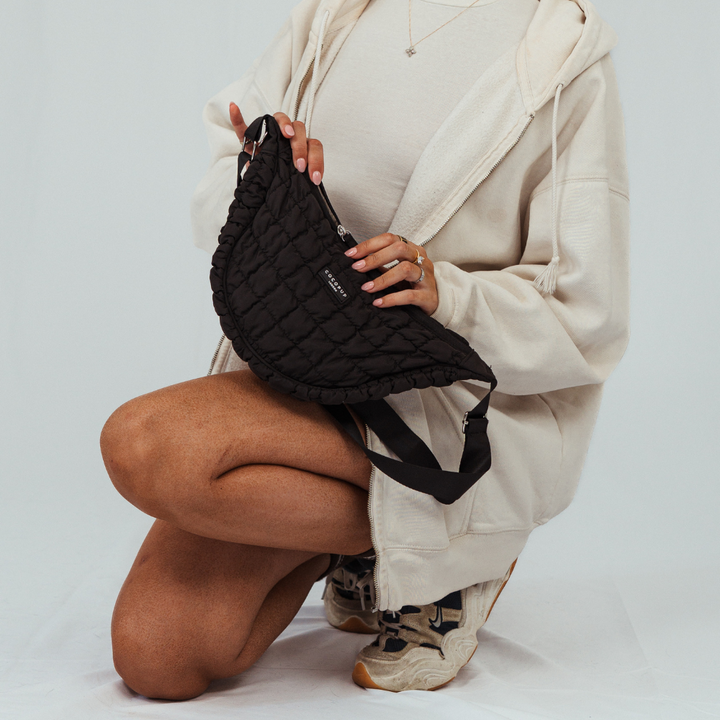 Crossbody Crescent Dog Walking Bag Bundle - Onyx