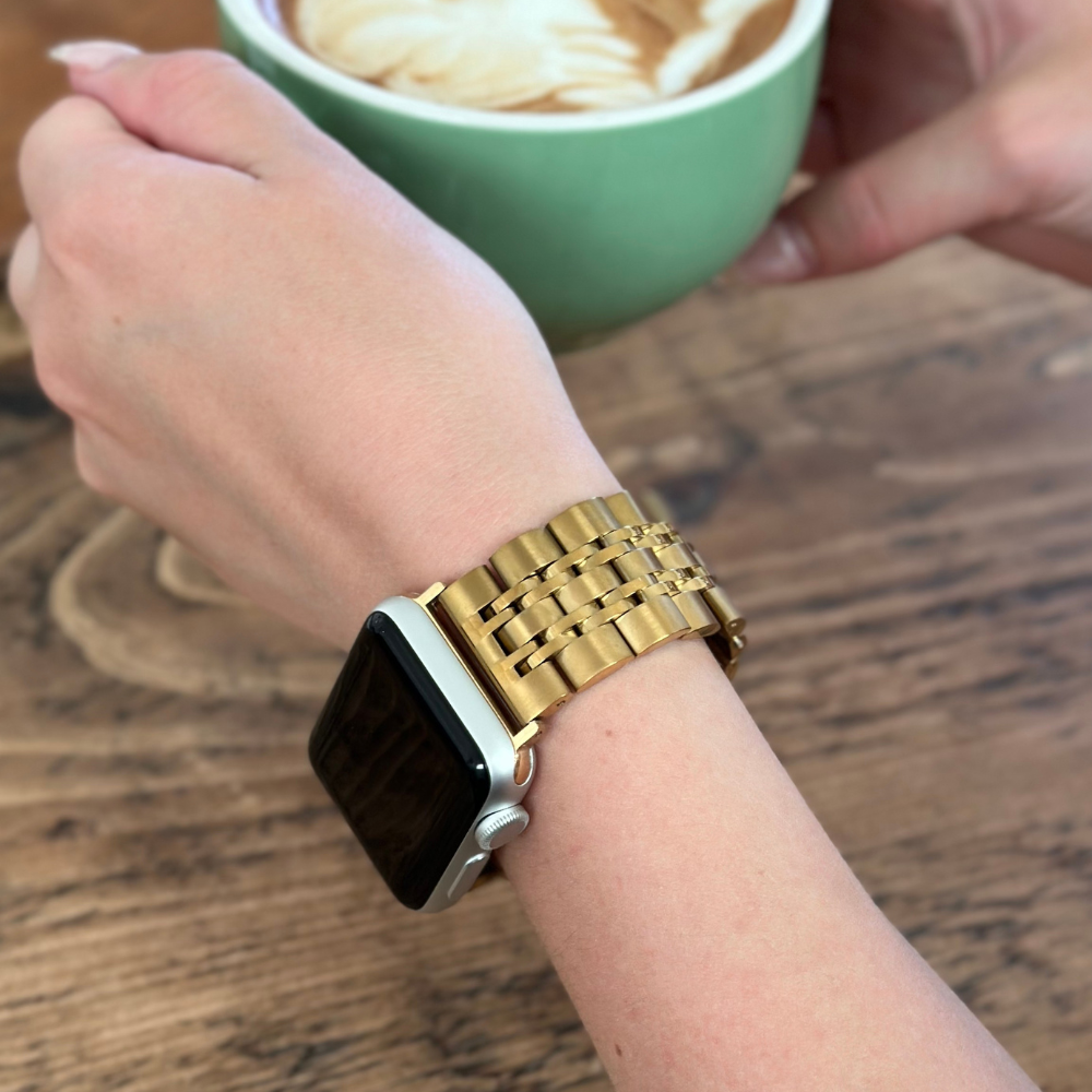 Stainless Steel Apple Watch Strap Gold