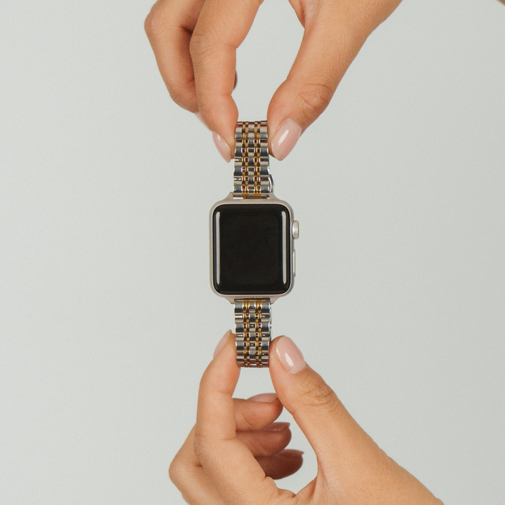 Slim Stainless Steel Apple Watch Strap - Silver & Rose Gold