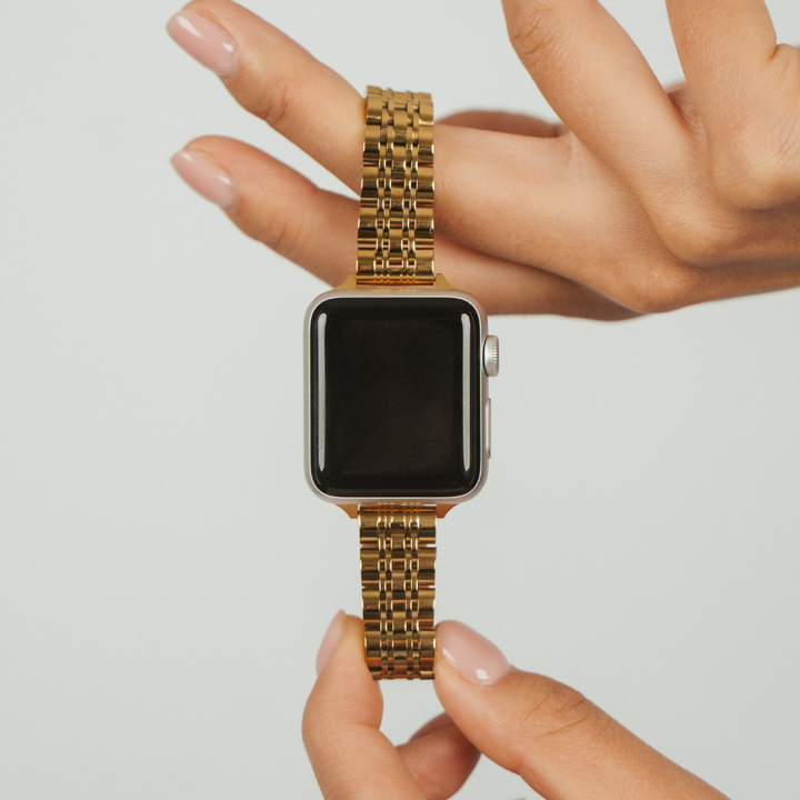 Slim Stainless Steel Apple Watch Strap - Gold