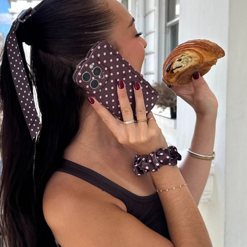 Brown Polka Dot Scrunchie
