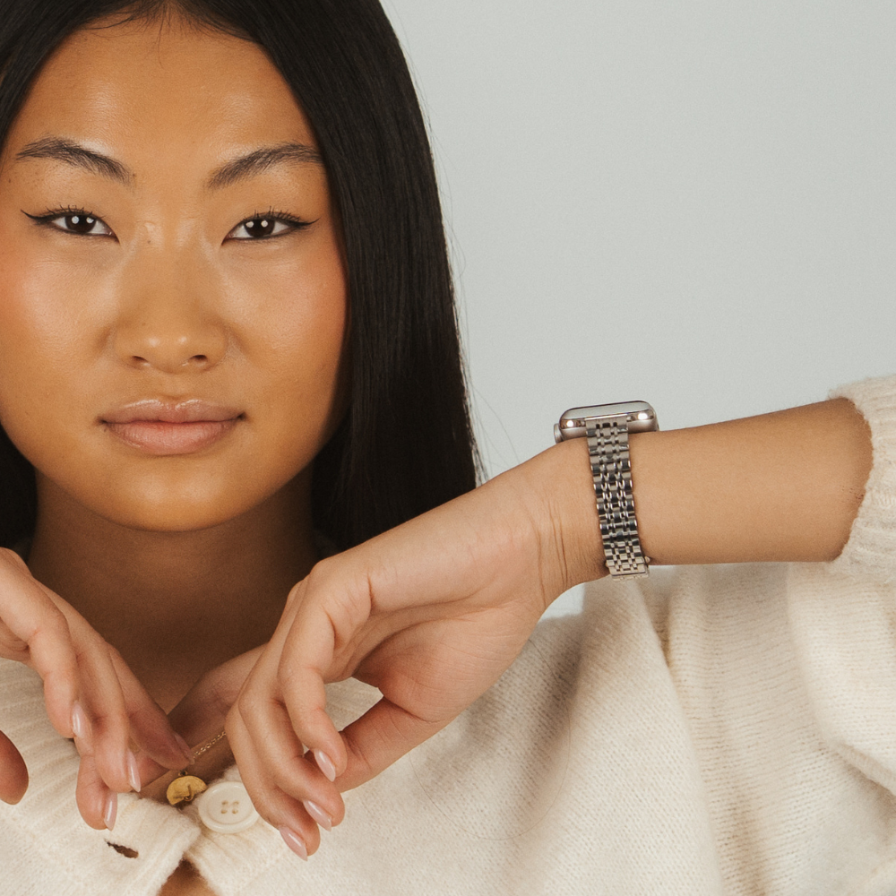 Slim Stainless Steel Apple Watch Strap - Silver