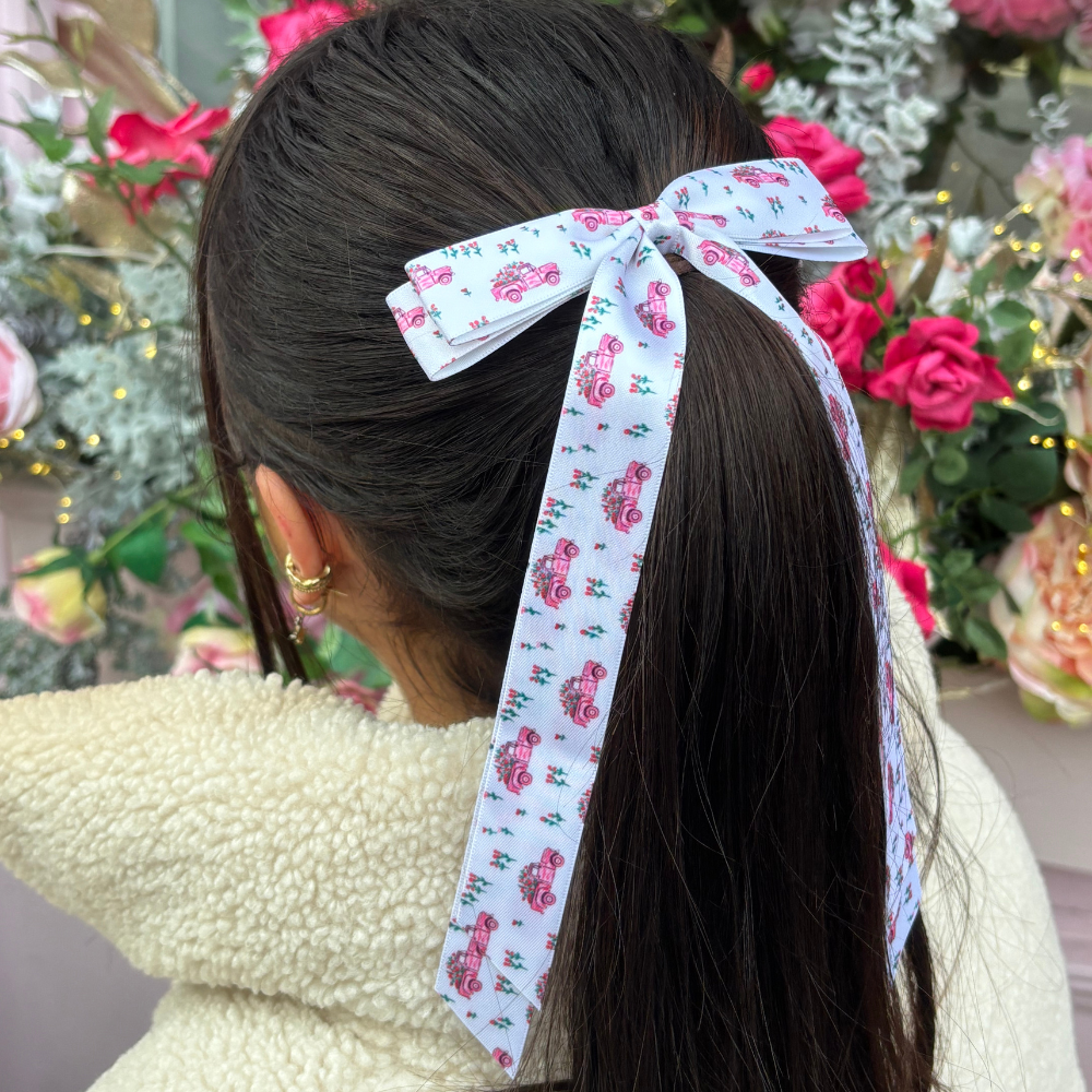 Ribbon Bow Clip - Love Truck