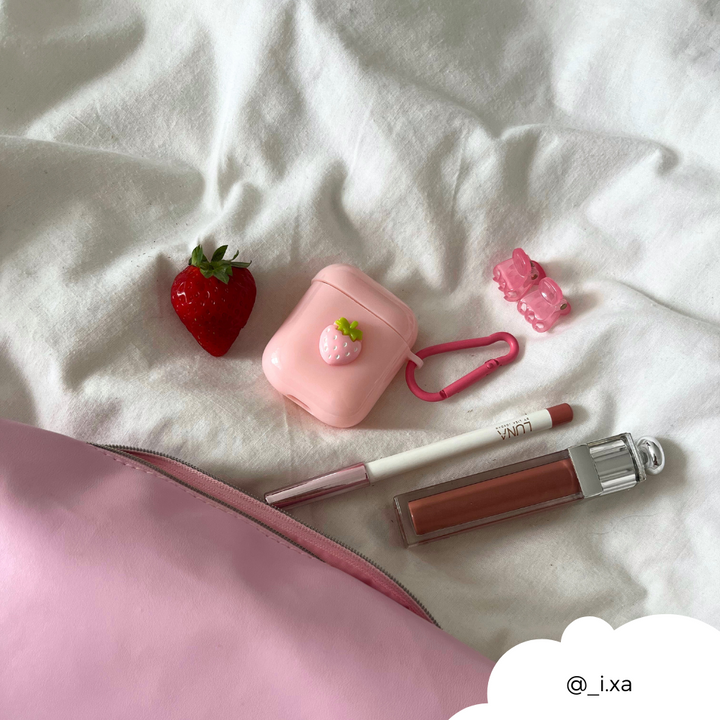 Pink Strawberry Airpods Case