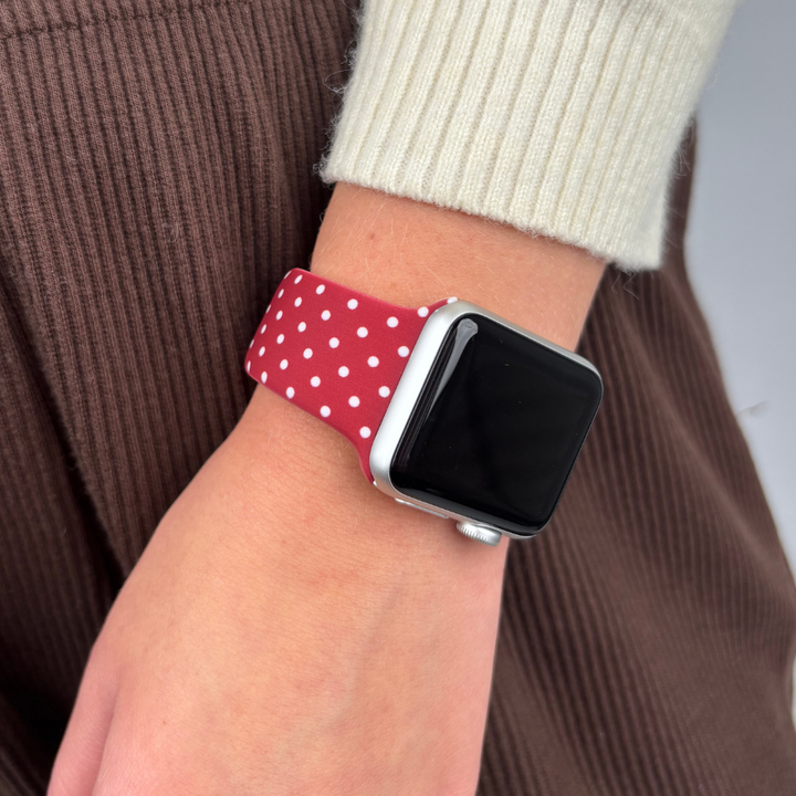 Burgundy Polka Dot Apple Watch Strap