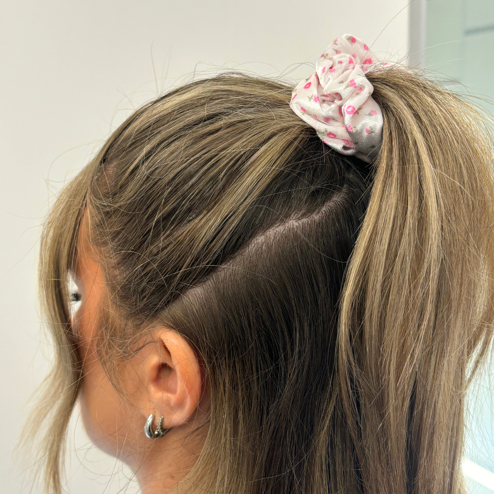 Pink Watercolour Flowers Scrunchie