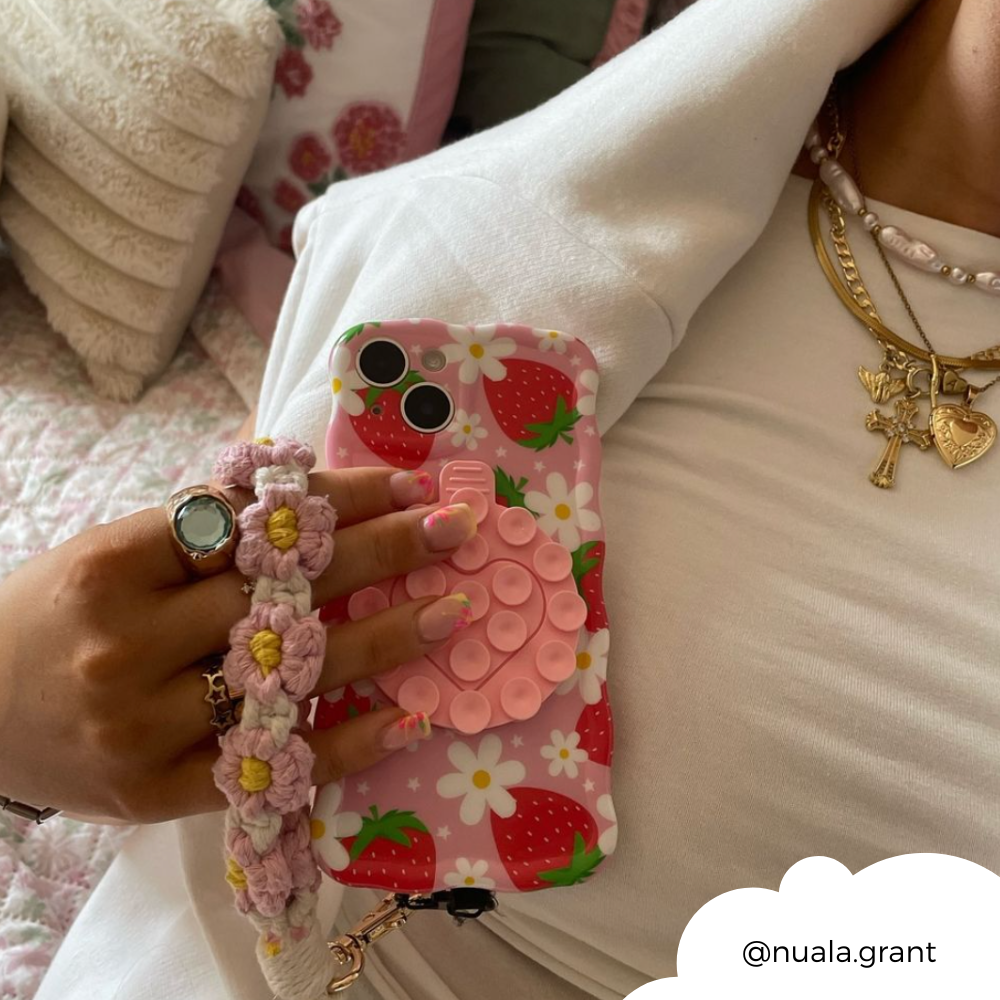 Crochet Flower Phone Strap Bundle - Pink Daisy