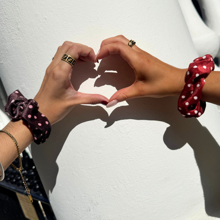 Brown Polka Dot Scrunchie