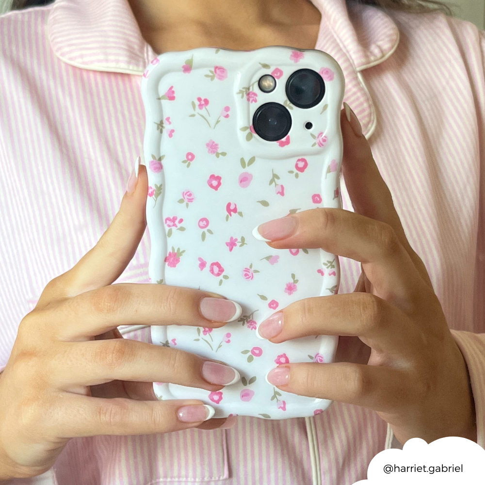 Wavy Phone Case - Pink Watercolour Flowers