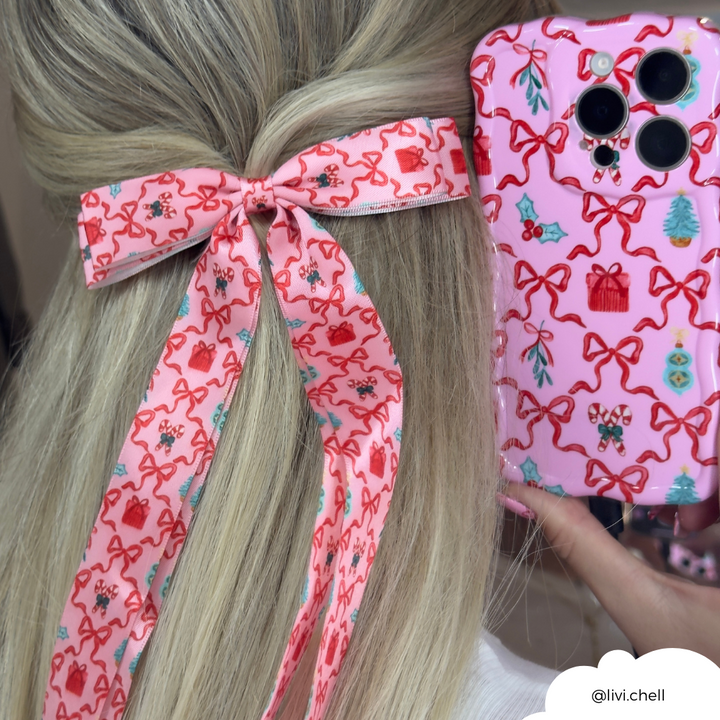 Ribbon Bow Clip - Christmas Kisses