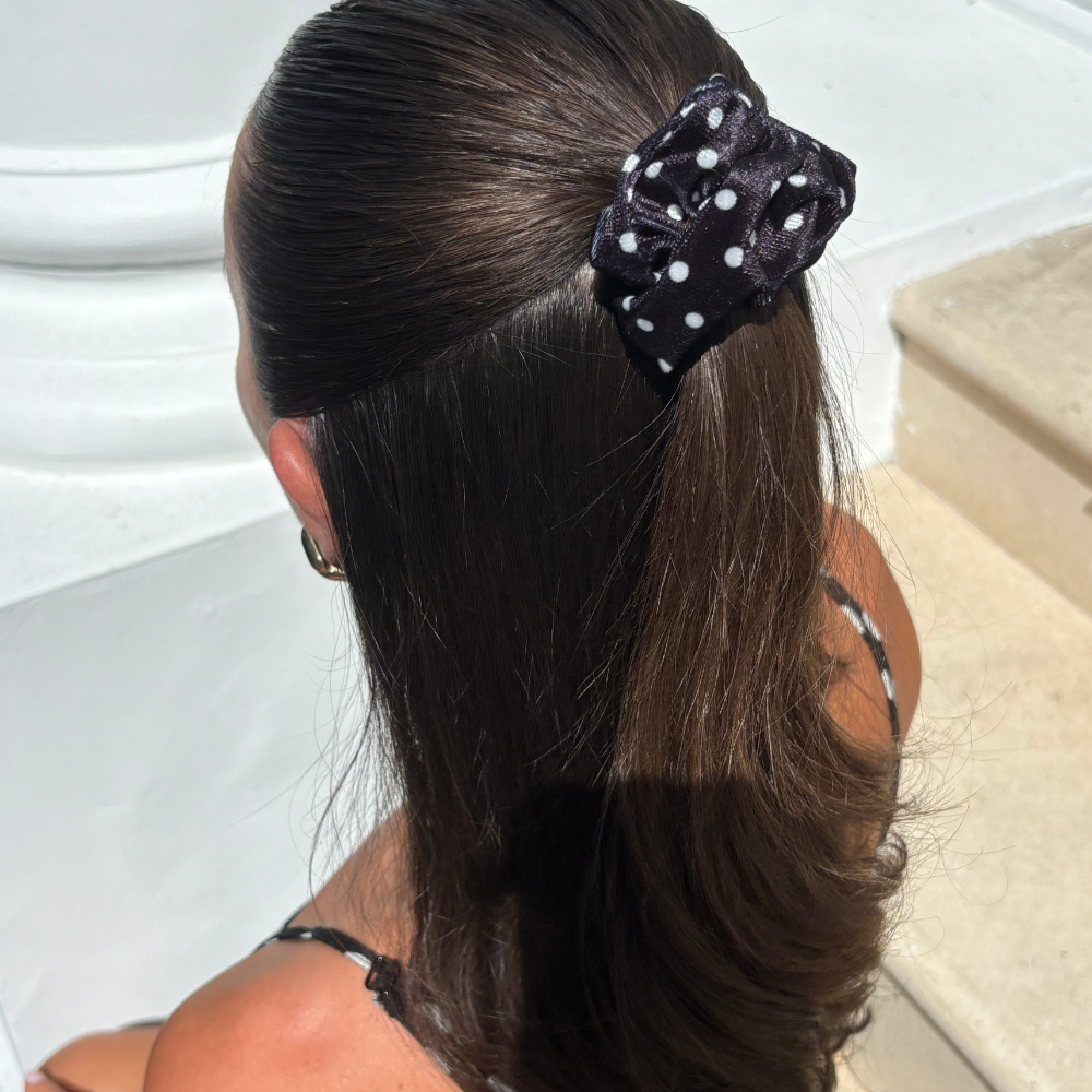 Black Polka Dot Scrunchie
