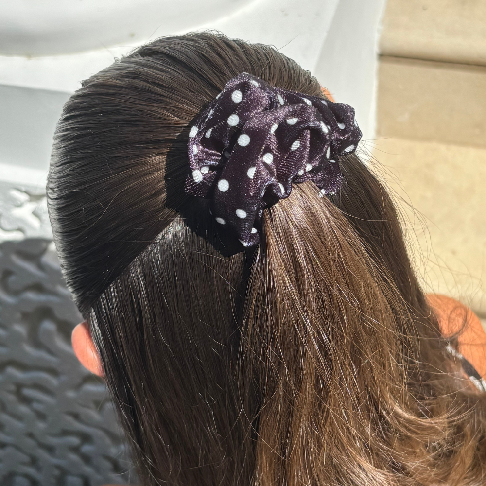 Black Polka Dot Scrunchie
