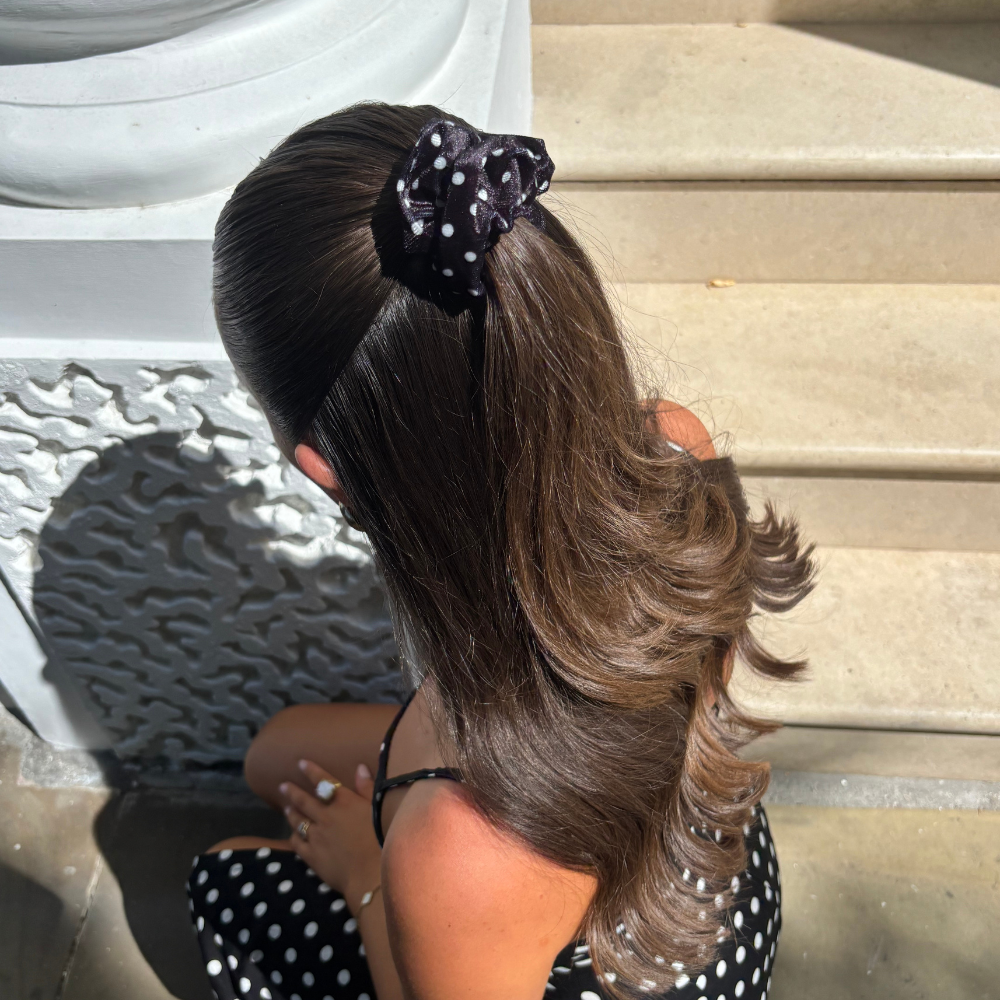 Black Polka Dot Scrunchie