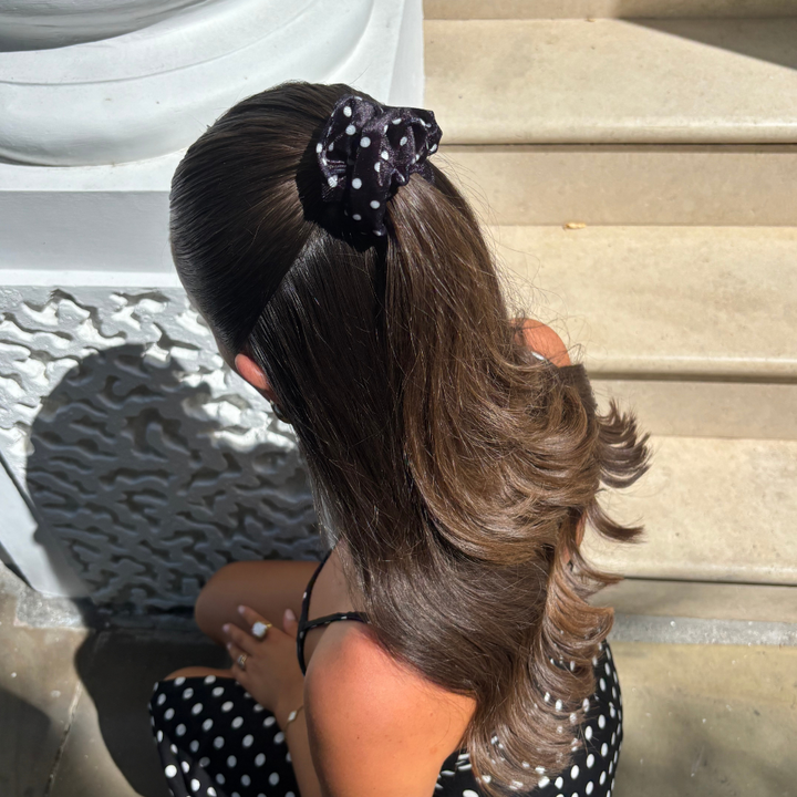Black Polka Dot Scrunchie