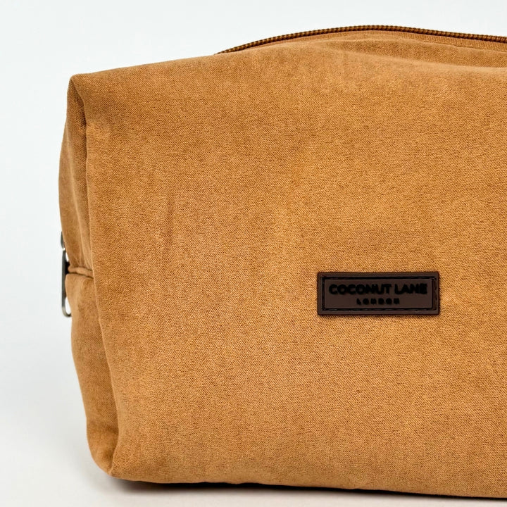 Suedette Makeup Bag - Tan