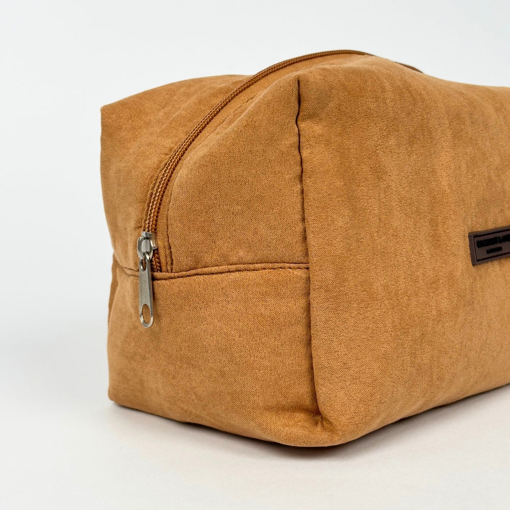 Suedette Makeup Bag - Tan