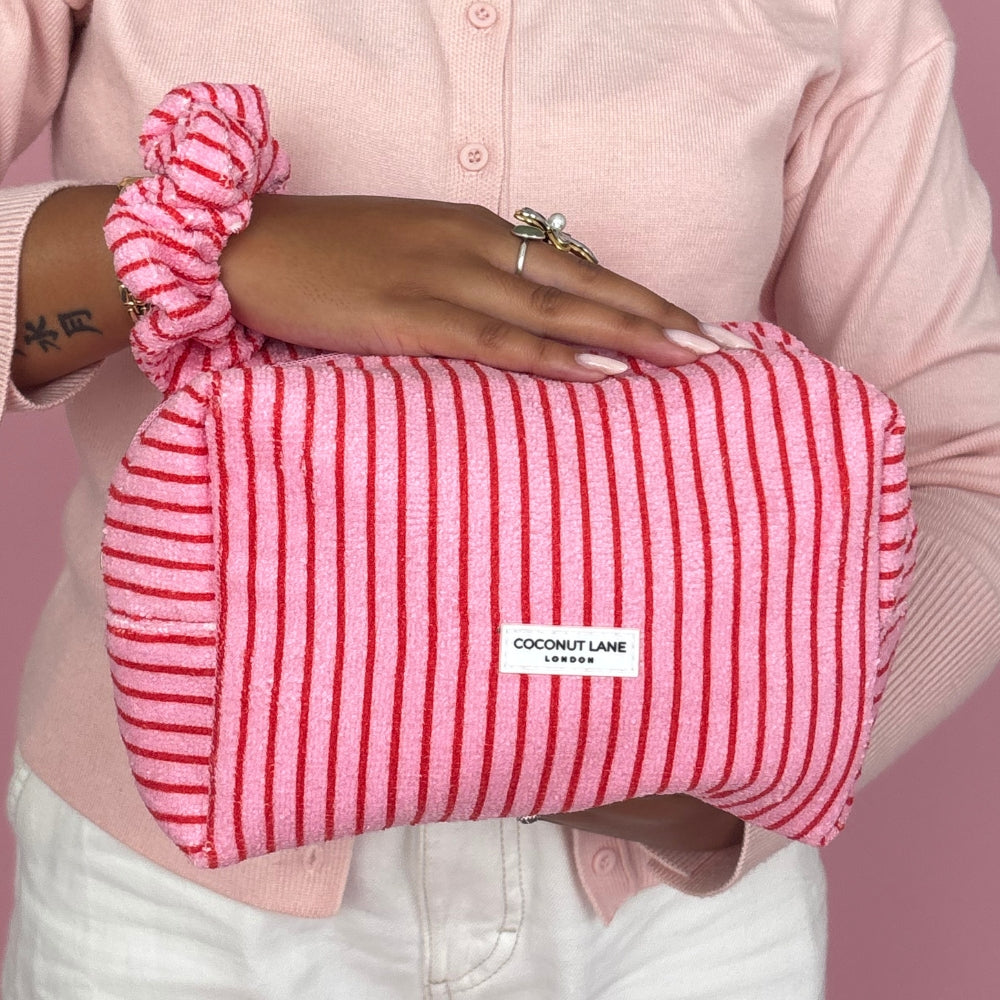 Cherry Stripes Towel Makeup Bag & Scrunchie Set