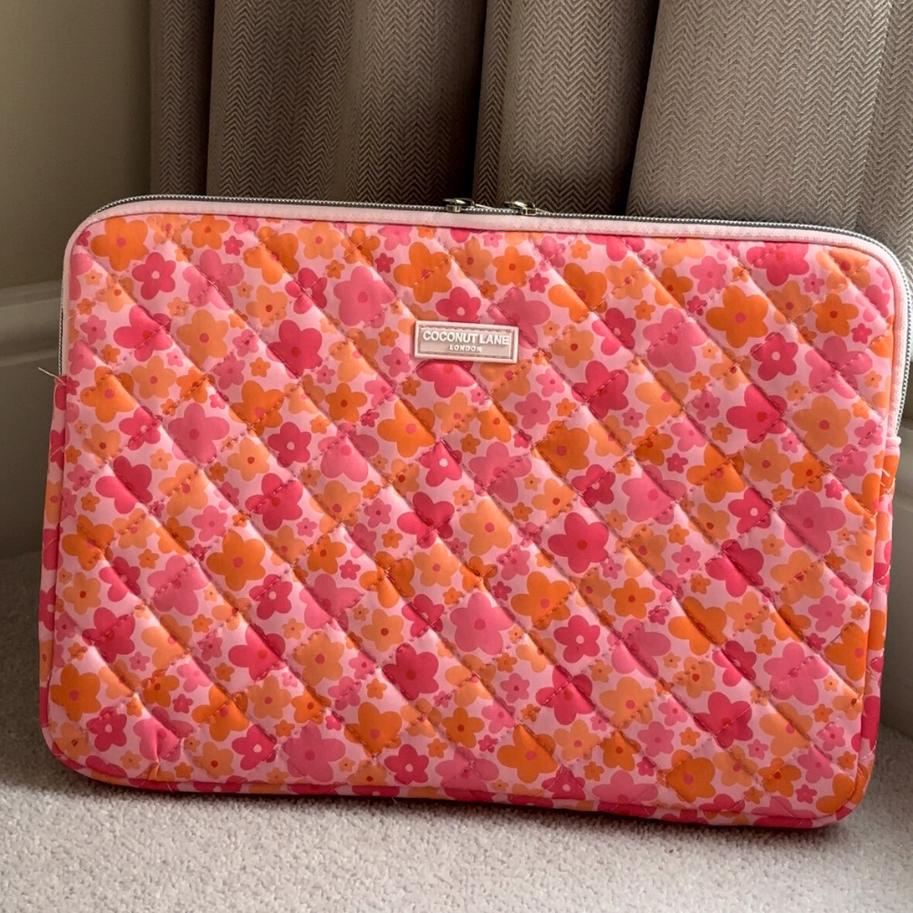 Quilted Pink & Orange Bloom Laptop Sleeve