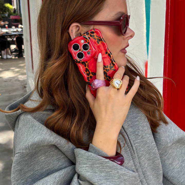 Wavy Phone Case - Leopard Hibiscus