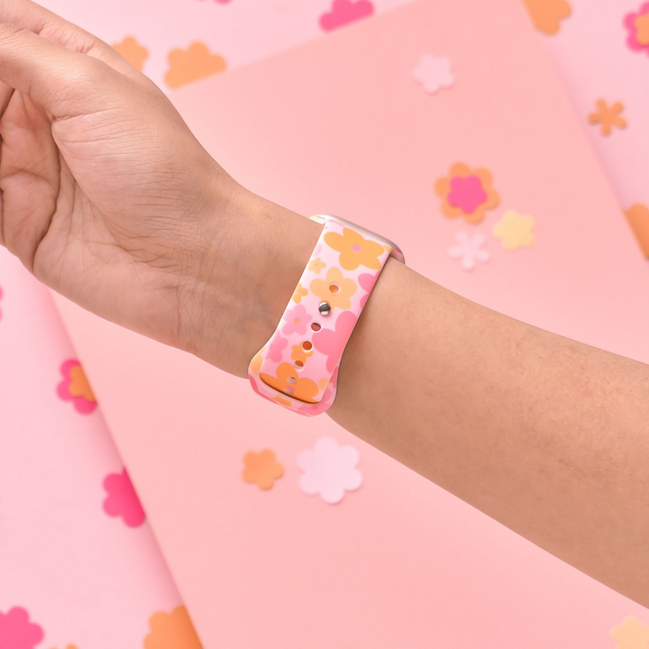 Pink & Orange Bloom Apple Watch Strap