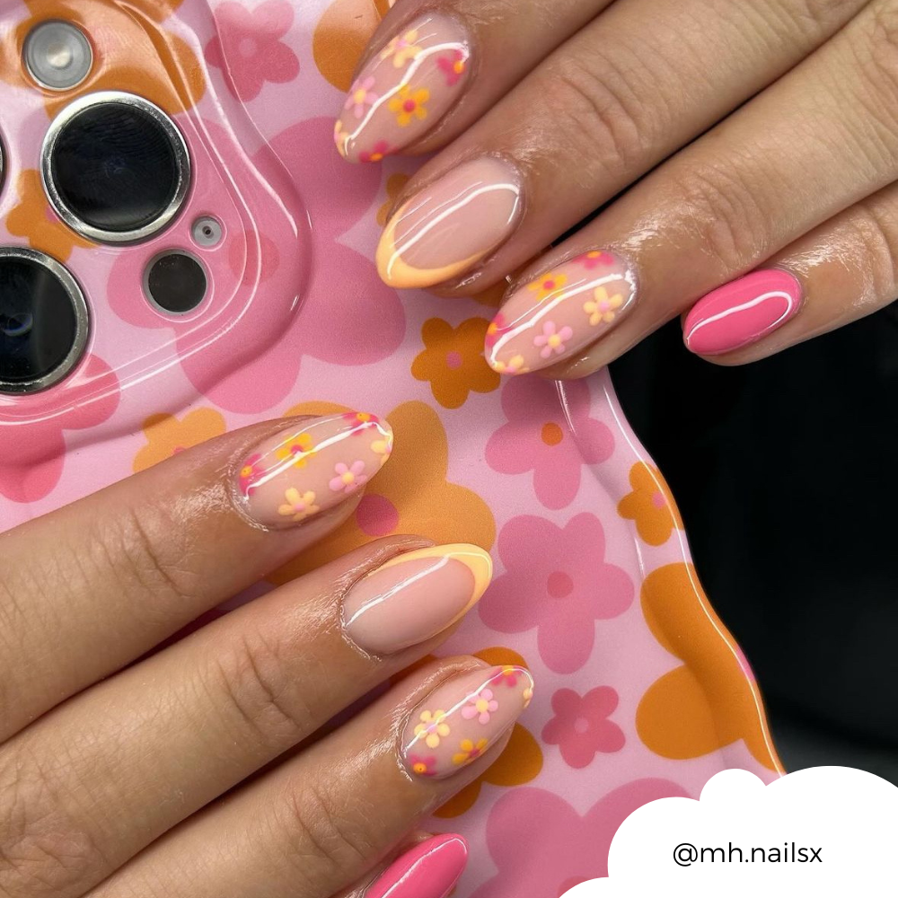 Wavy Phone Case - Pink & Orange Bloom