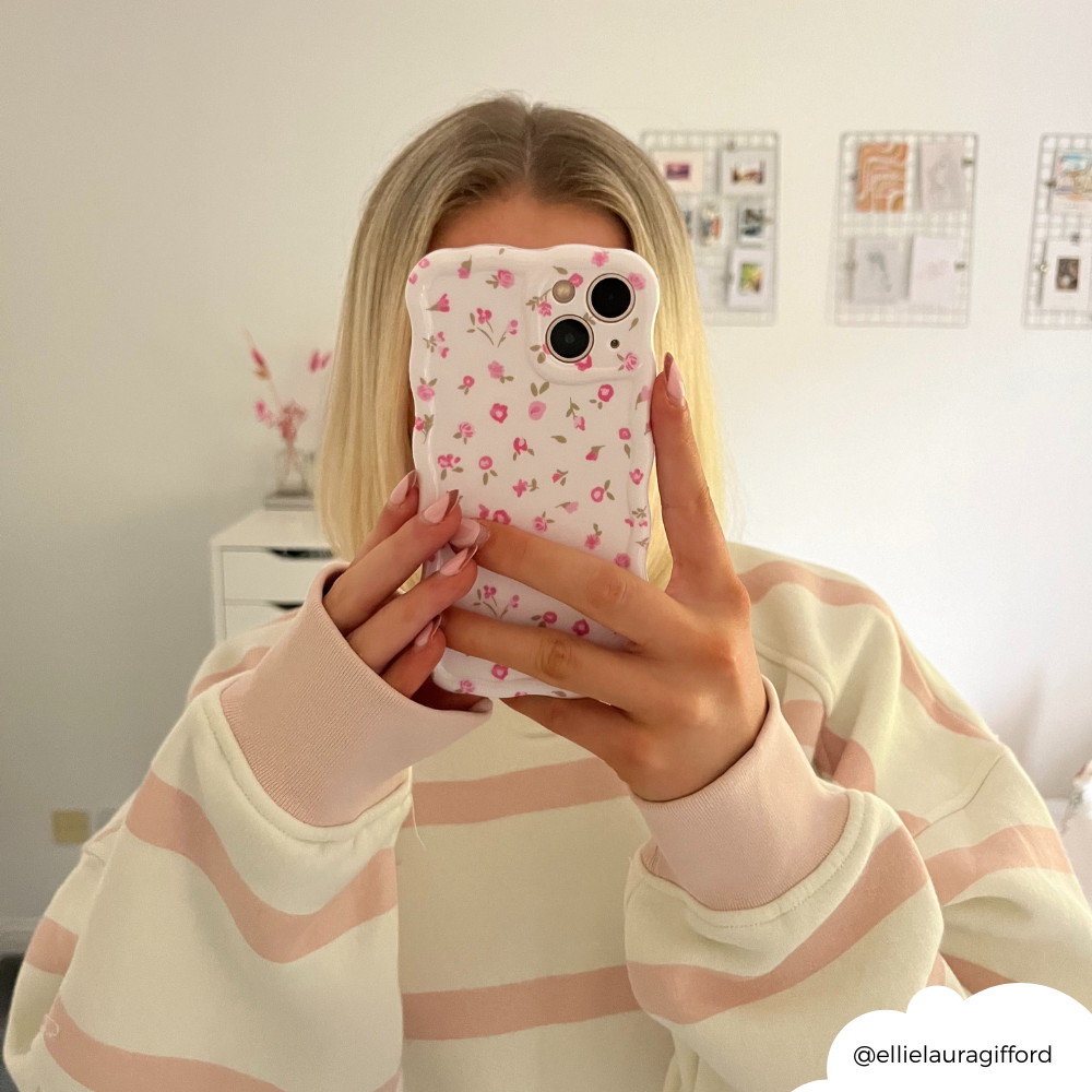 Wavy Phone Case - Pink Watercolour Flowers