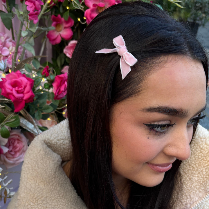 Powder Pink Mini Bow Hair Clips