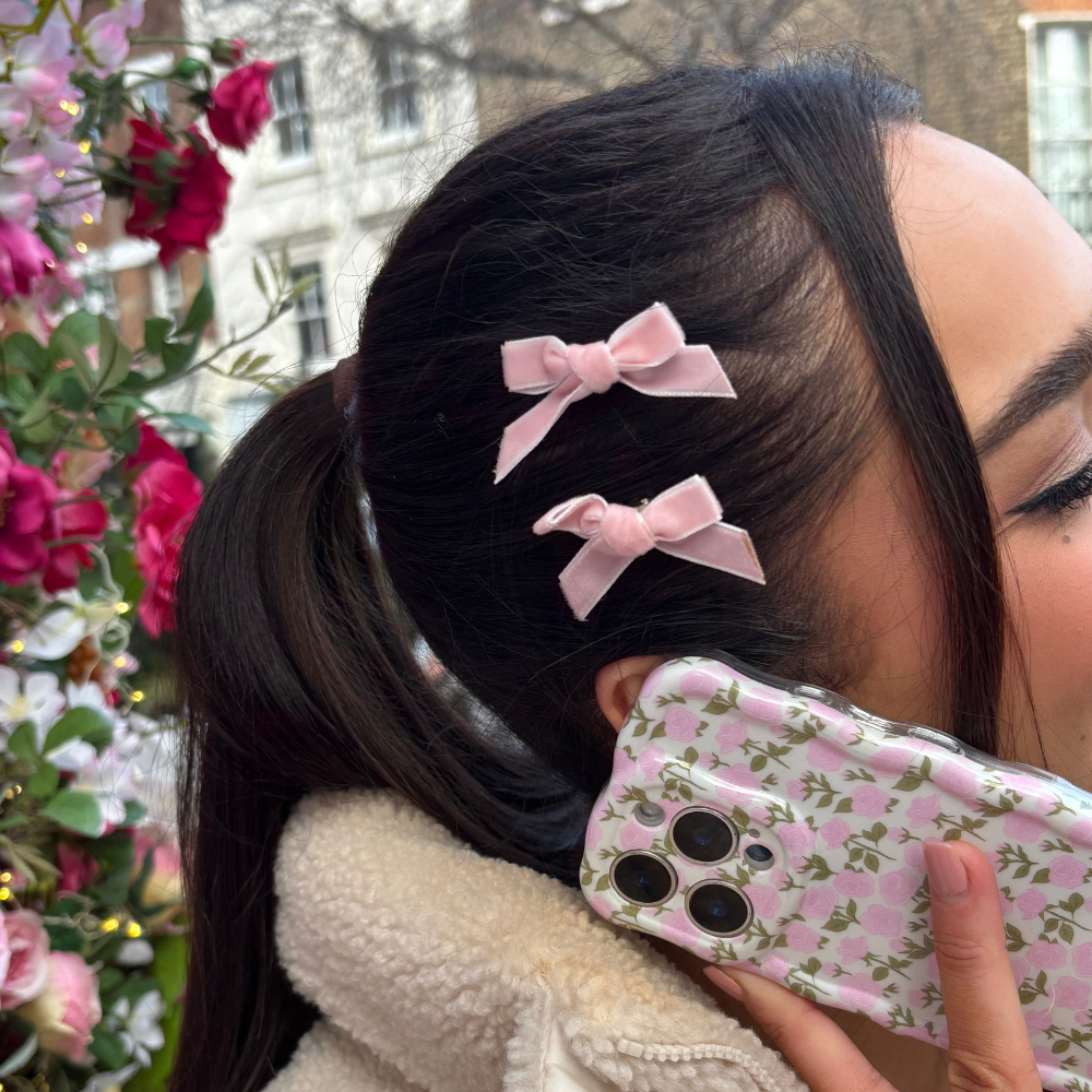 Powder Pink Mini Bow Hair Clips