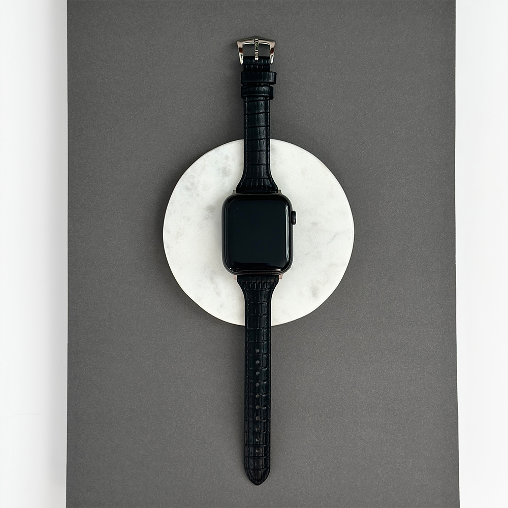 NEW - Vegan PU Croc Leather Apple Watch Strap - Black