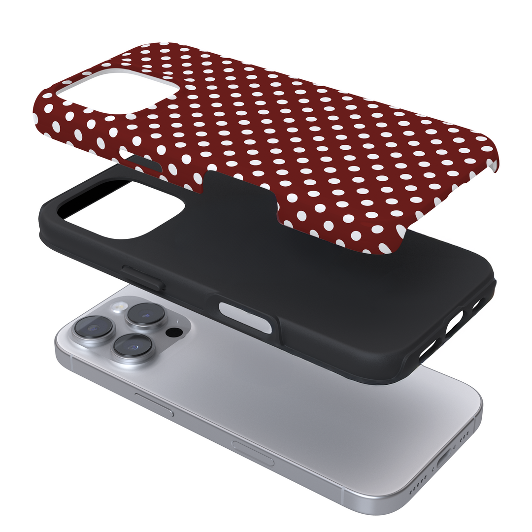 Tough Phone Case - Burgundy Polka Dot