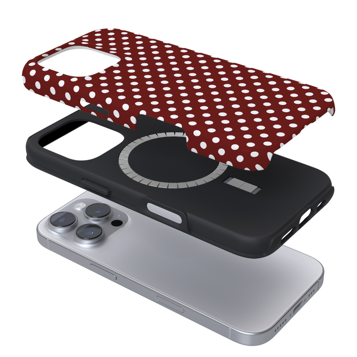 Tough MagSafe® Phone Case - Burgundy Polka Dot