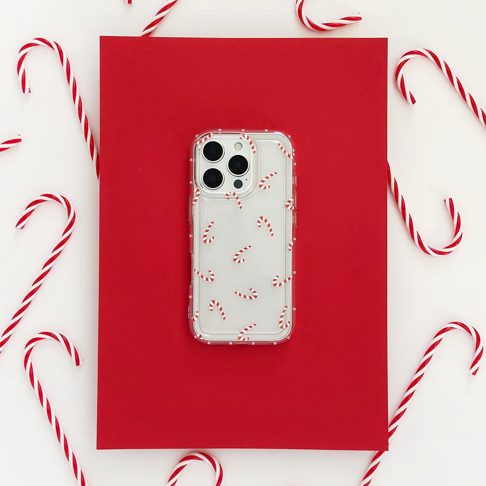 NEW - Clear Phone Case - Candy Canes