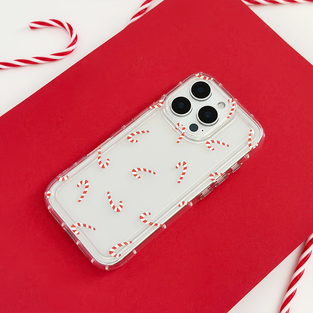 NEW - Clear Phone Case - Candy Canes