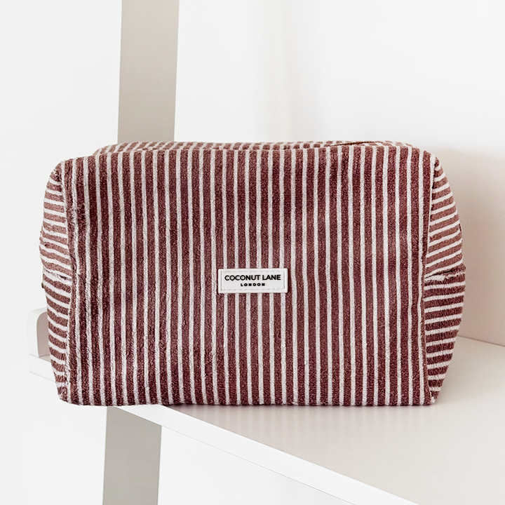 Towel Makeup Bag - Chestnut Stripes
