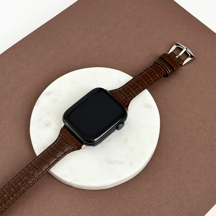 NEW - Vegan PU Croc Leather Apple Watch Strap - Chocolate