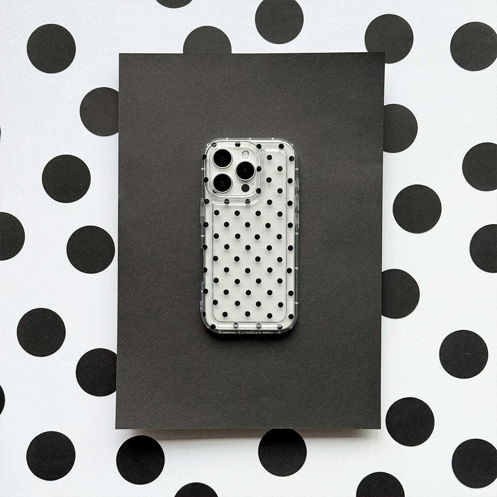 Clear Phone Case - Black Polka Dot