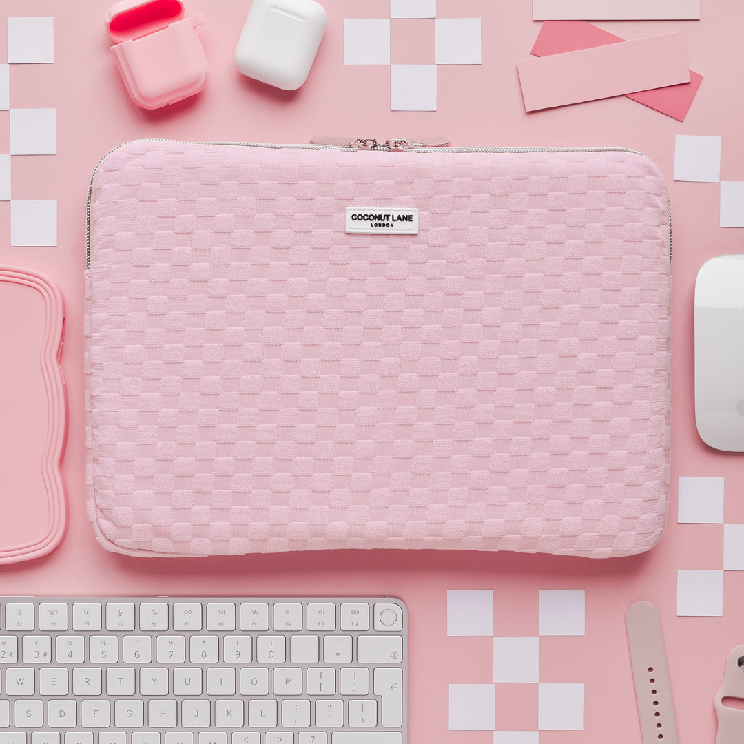 Baby Pink Terry Towel Laptop Sleeve