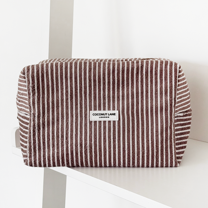 Towel Makeup Bag - Chestnut Stripes
