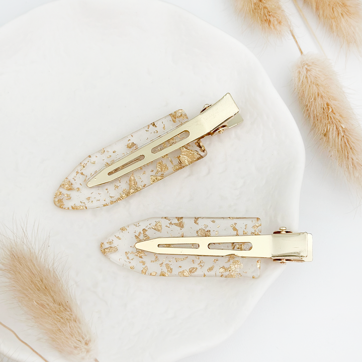 Creaseless Hair Clips - Golden Glitter Flake