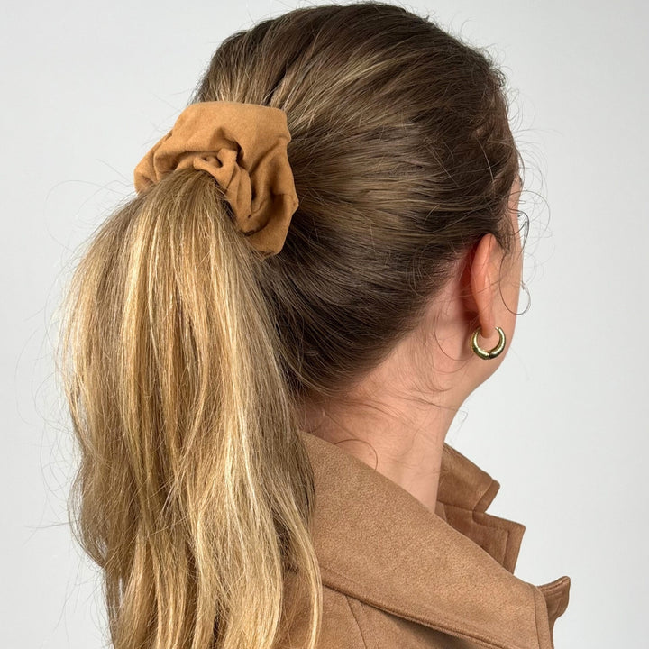 Suedette Scrunchie - Tan