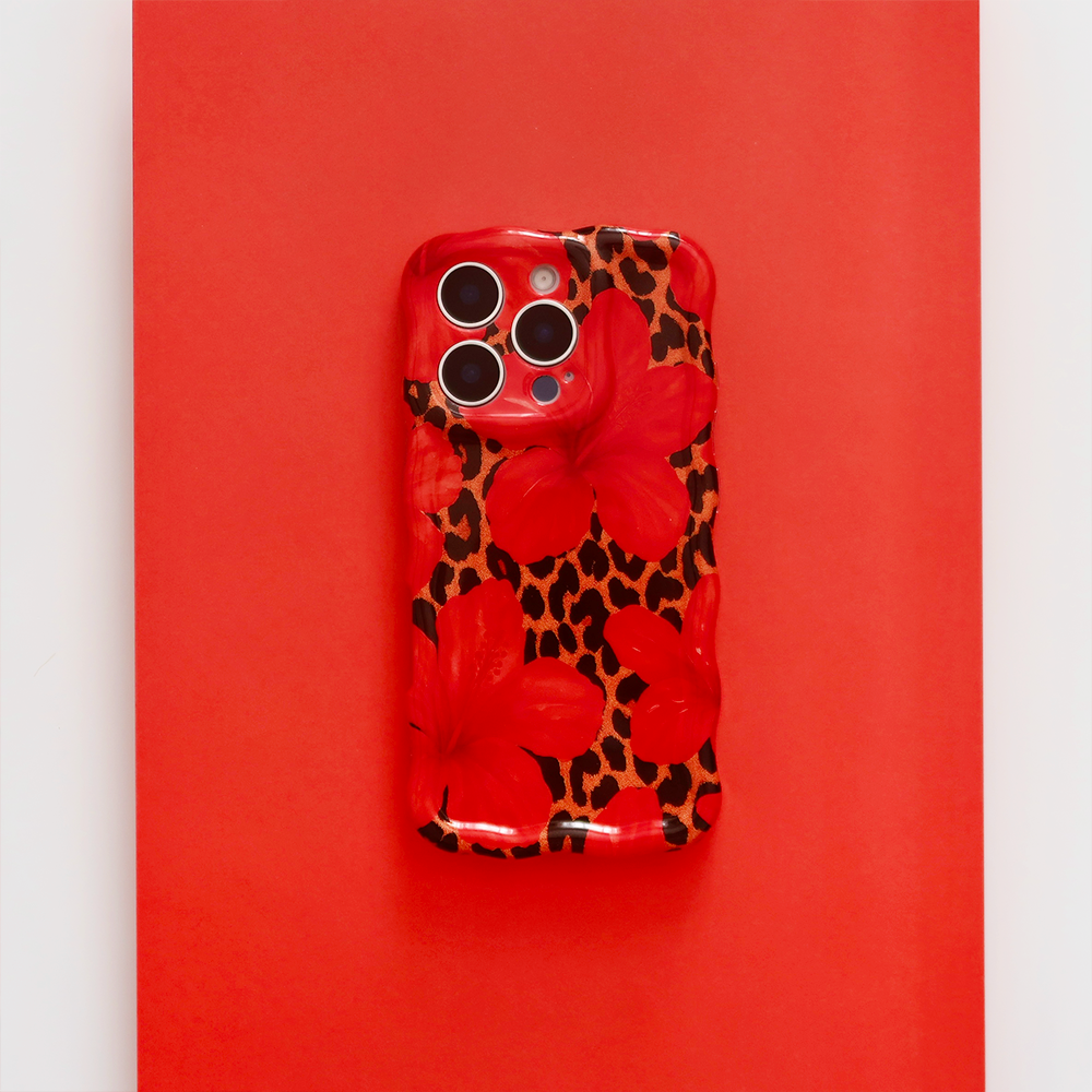 Wavy Phone Case - Leopard Hibiscus