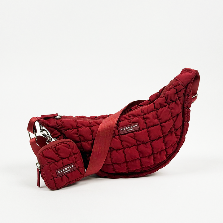 Crossbody Crescent Dog Walking Bag Bundle - Merlot