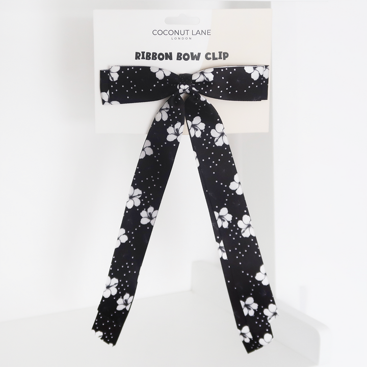 Ribbon Bow Clip - Mono Flora