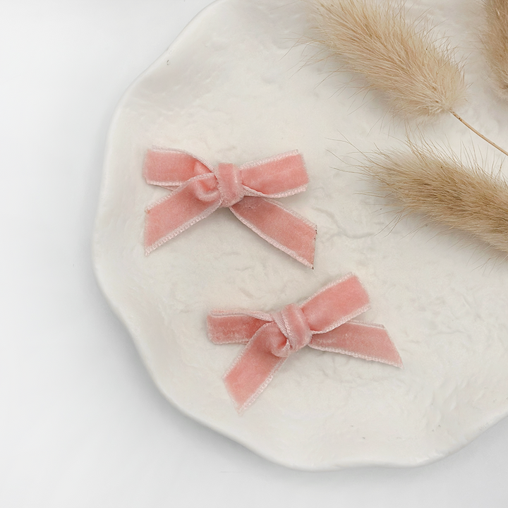 Peony Pink Mini Bow Hair Clips