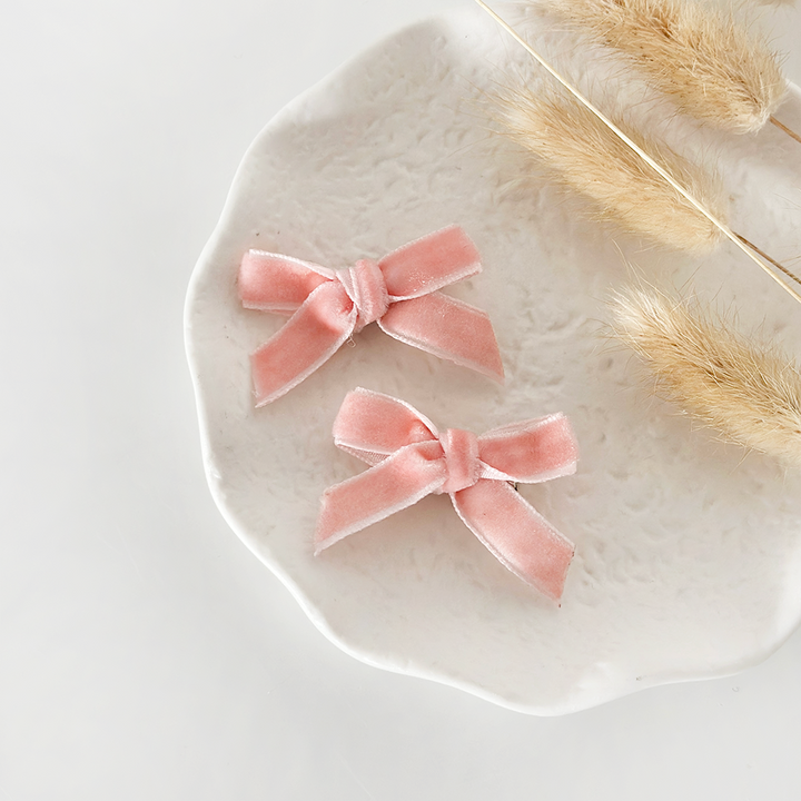 Peony Pink Mini Bow Hair Clips