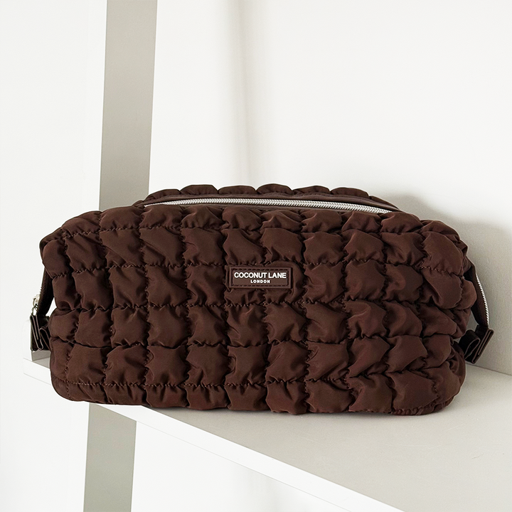 Expandable Makeup Bag - Quilted Chocolate